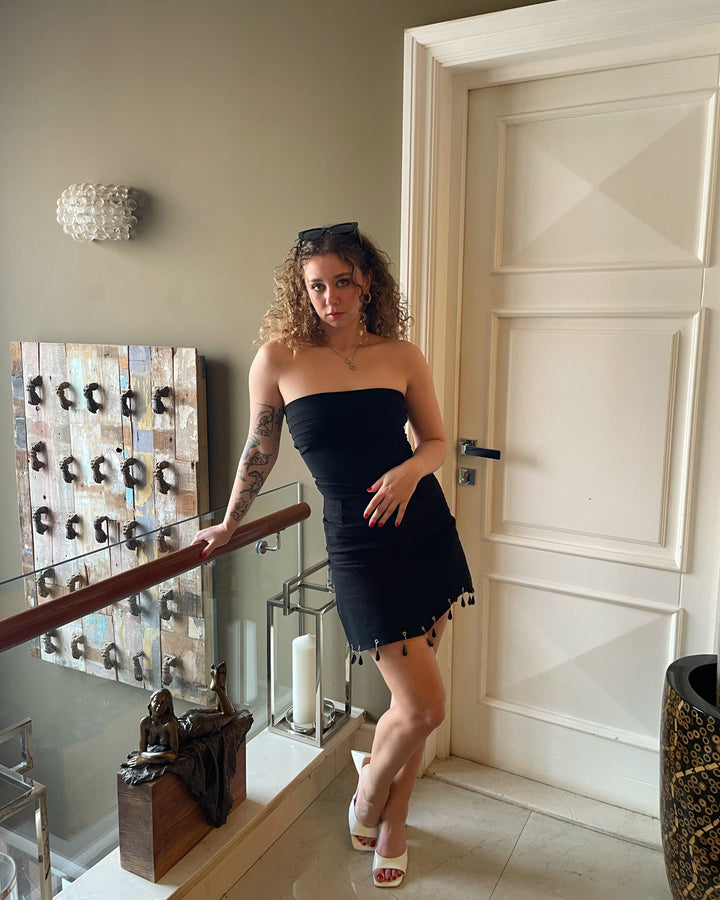 Crystal-Dangling Skirt