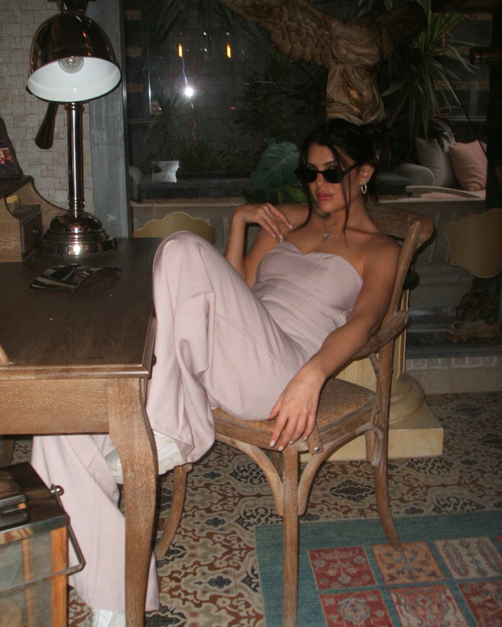 Strapless Heart-Shaped Jumpsuit in Dusty Pink