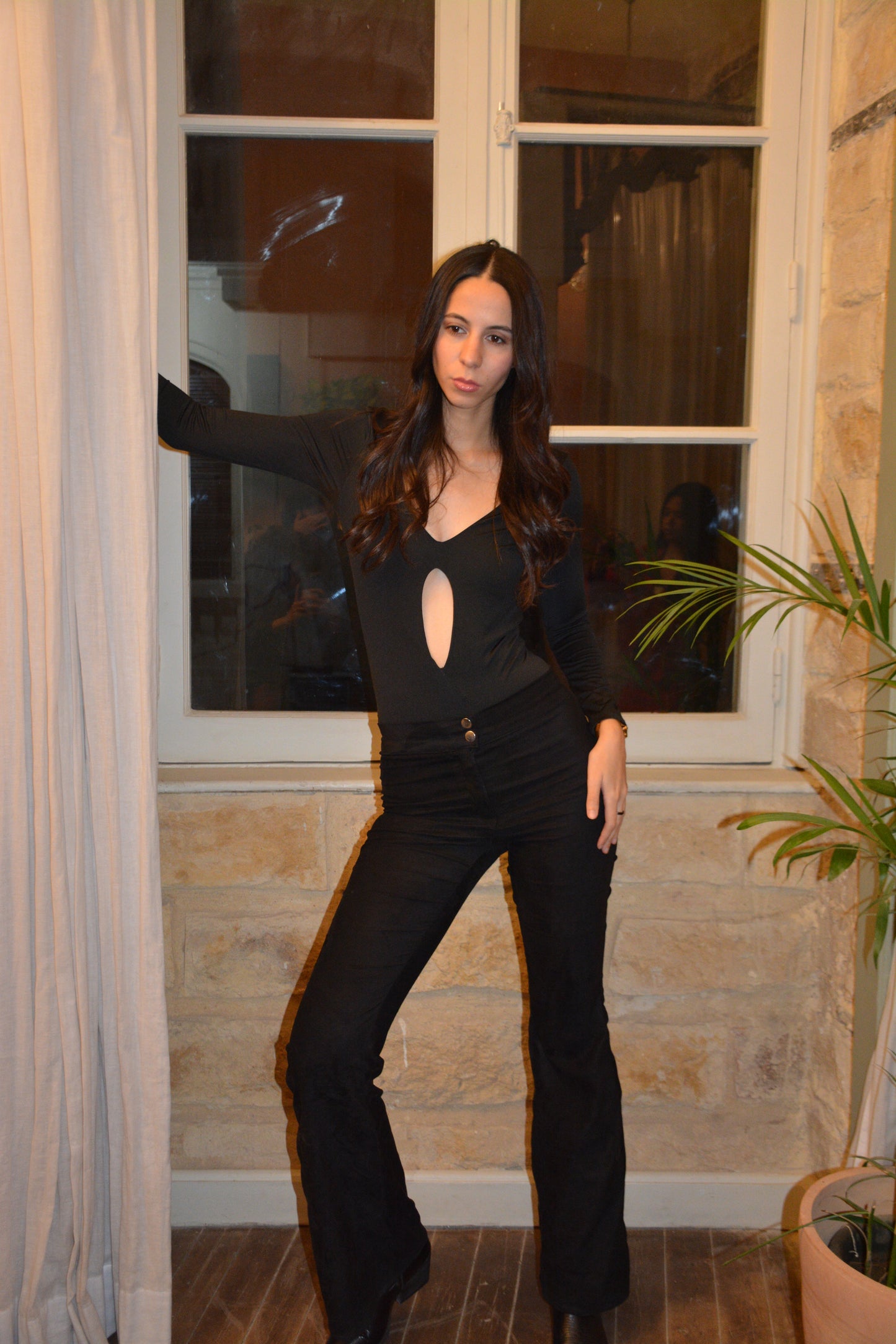 Flared Suede Pants