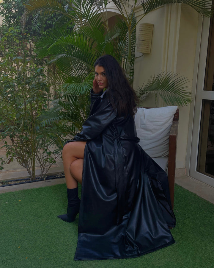 Belted Leather Coat