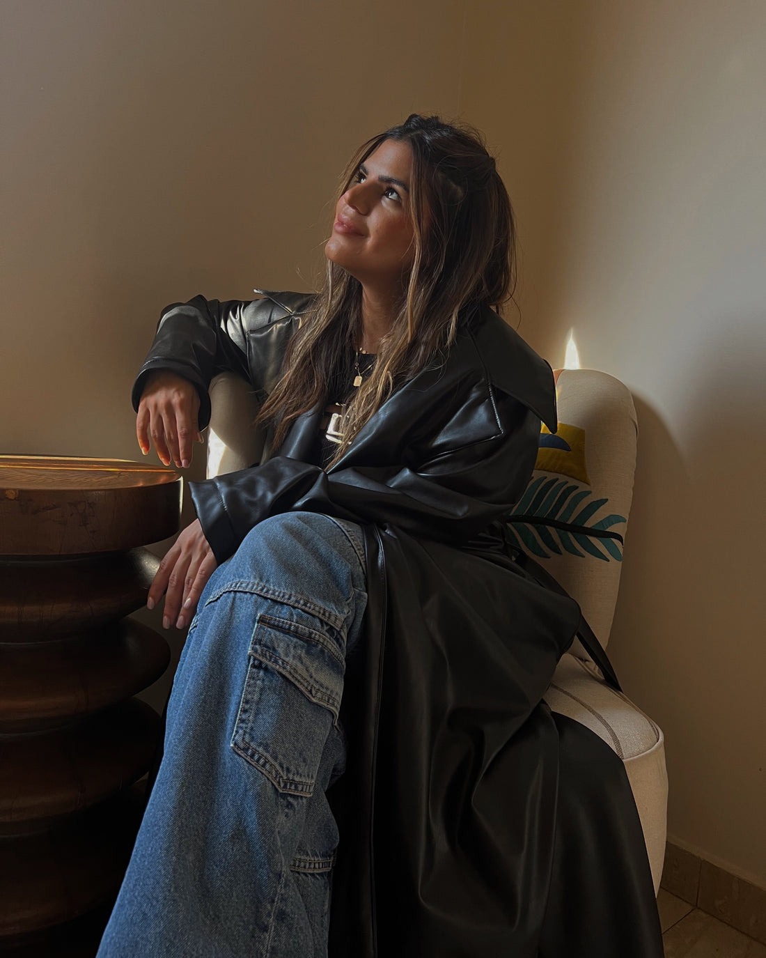 Belted Leather Coat