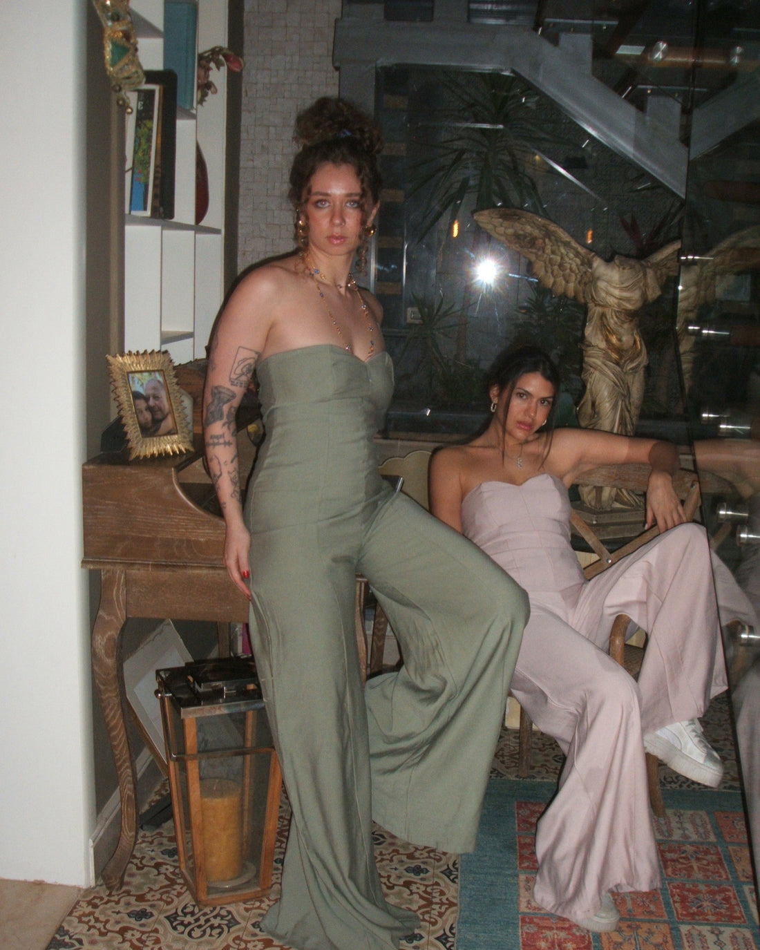 Strapless Heart-Shaped Jumpsuit in Olive