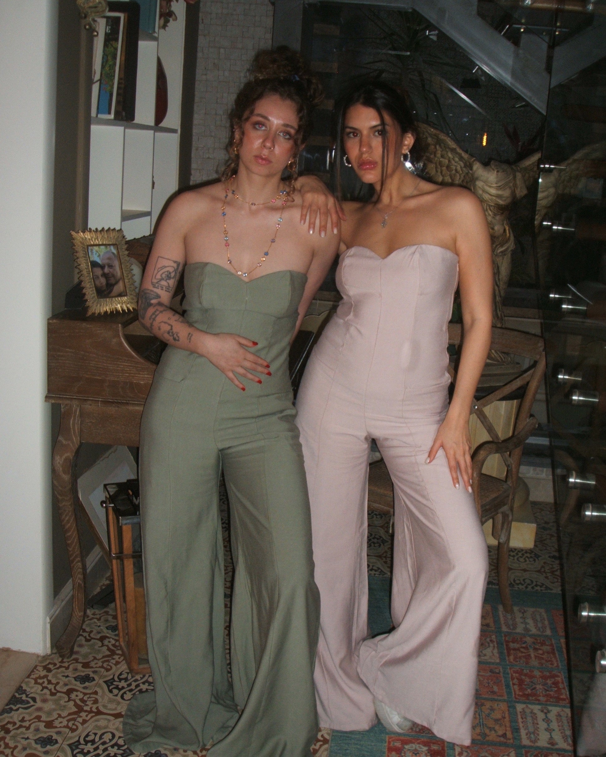 Strapless Heart-Shaped Jumpsuit in Olive