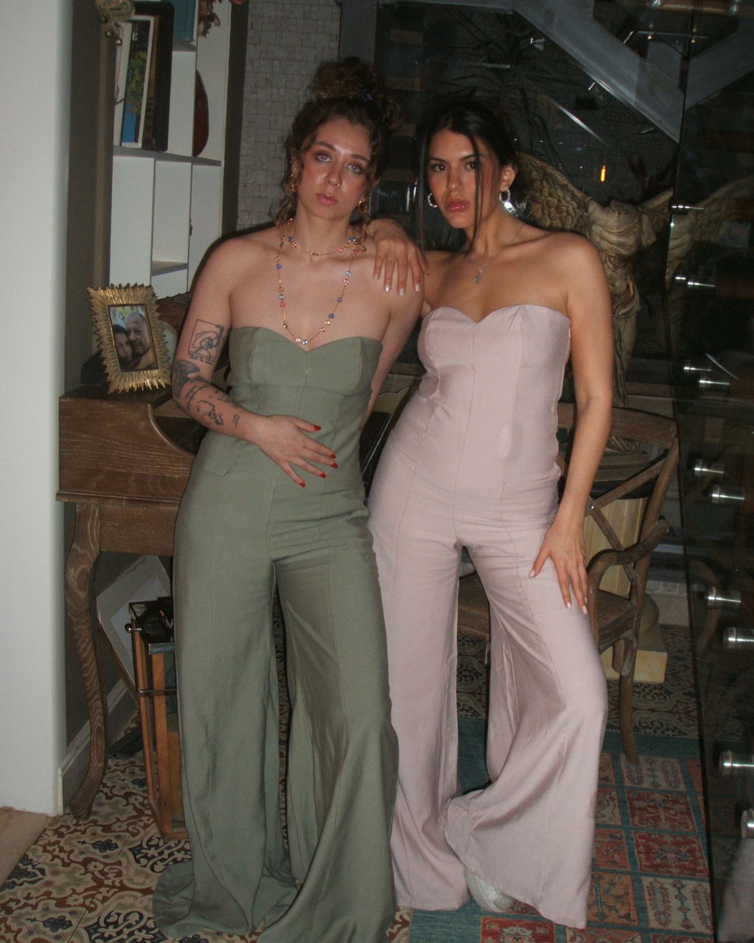 Strapless Heart-Shaped Jumpsuit in Dusty Pink