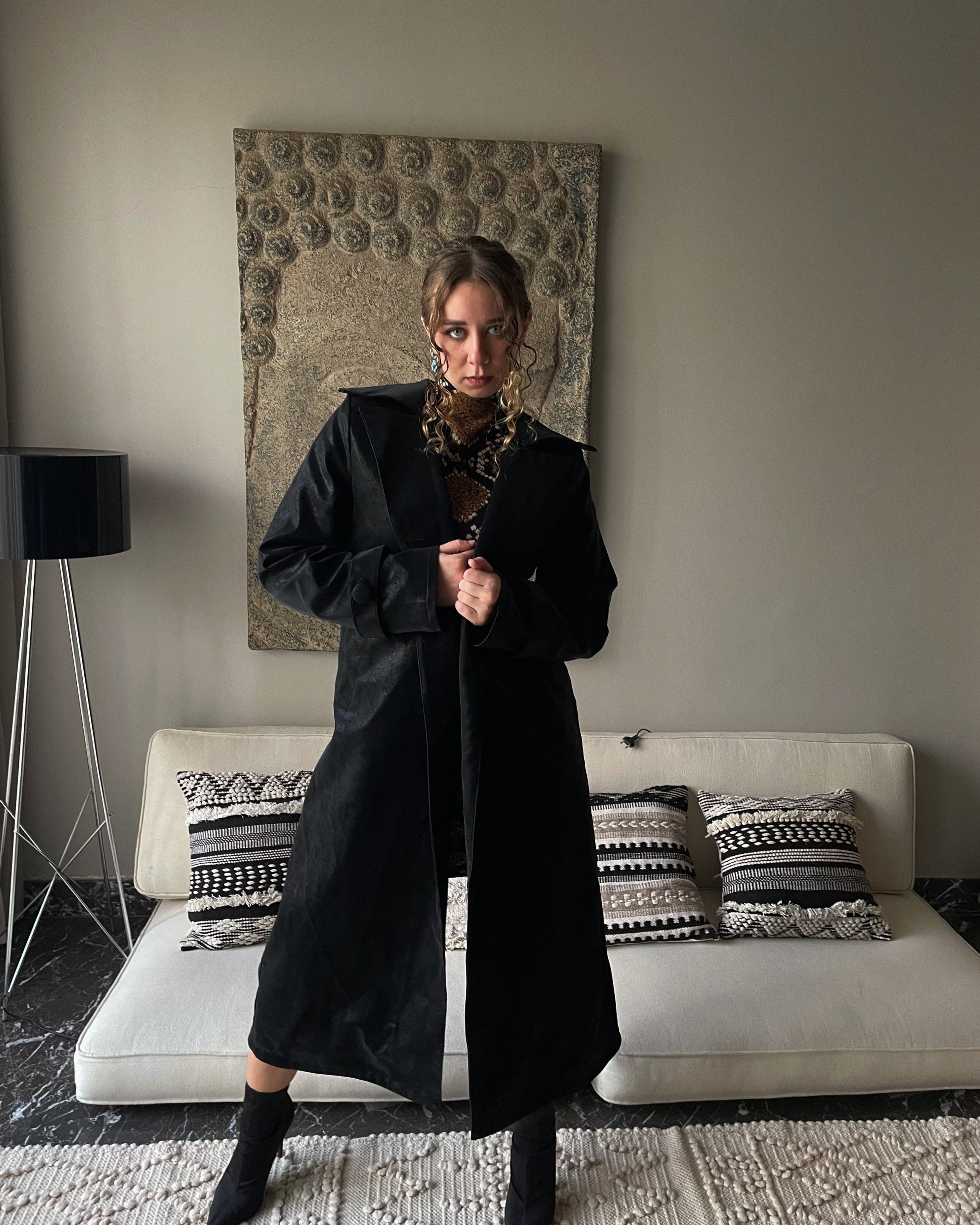 Textured Leather Coat